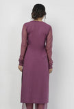 Iya Purple Round Neck Straight Fit Cotton and Kota Sleeves Plain Kurta