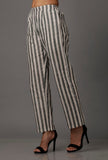 Black and White Stripes Pure Woven Cotton Pants