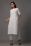 White Pure Woven Cotton Kurta