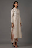 Cream White  Pure Woven Cotton Kurta
