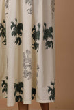 Off White Floral Hand Block Printed Cotton Flex Dress