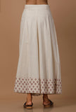 White Pure Hand Block Printed Cotton Culottes