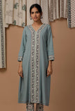 Pastel Blue Handblock Cotton Flex Kurta