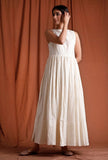 Off White Cotton Silver Gathered Kurta