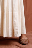 Off White Cotton Silver Gathered Kurta