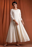 Off White and Silver Kalidar Cotton Kurta