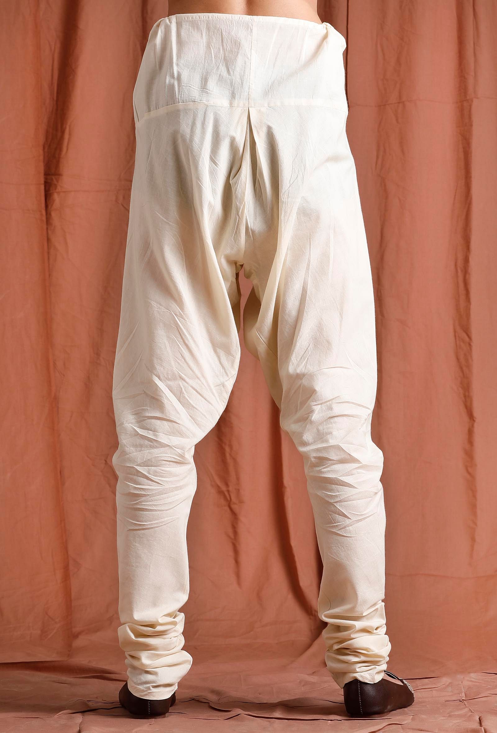 Off White Cotton Churidar Pants