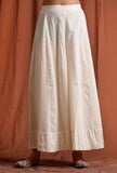 Off White Cotton Palazzo with Golden Striped Border