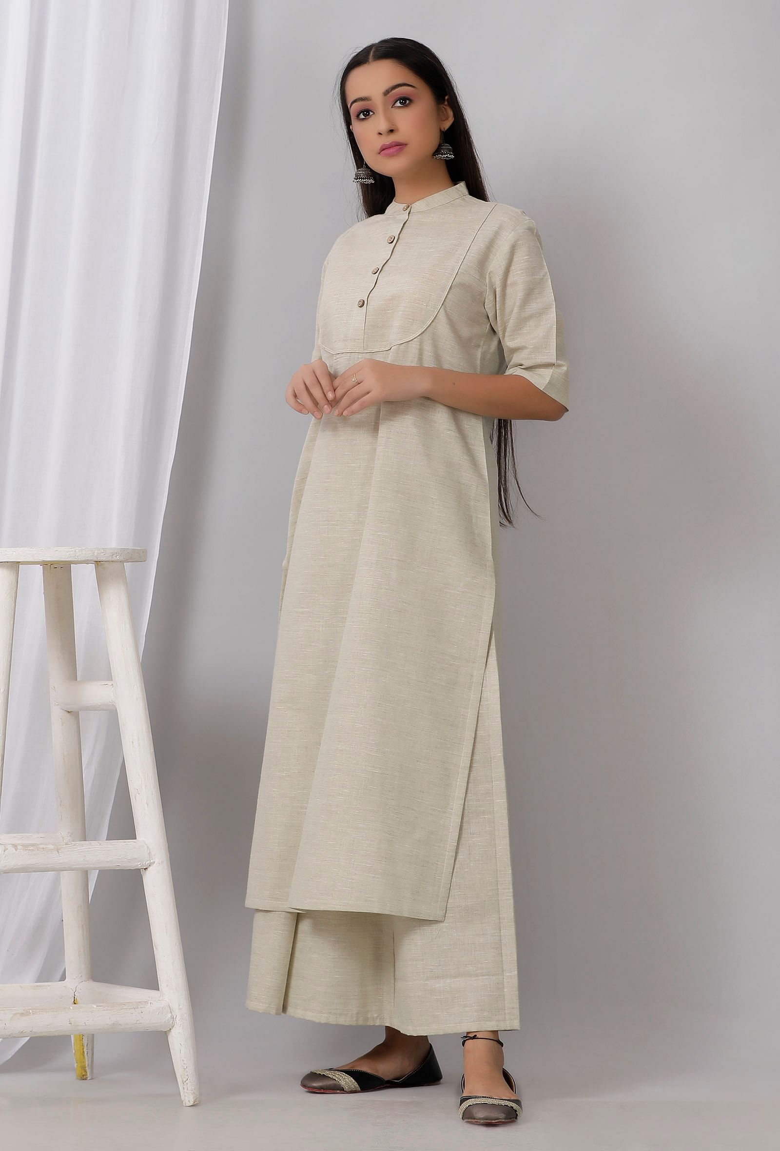 Sea Green Cotton Khadi Kurta