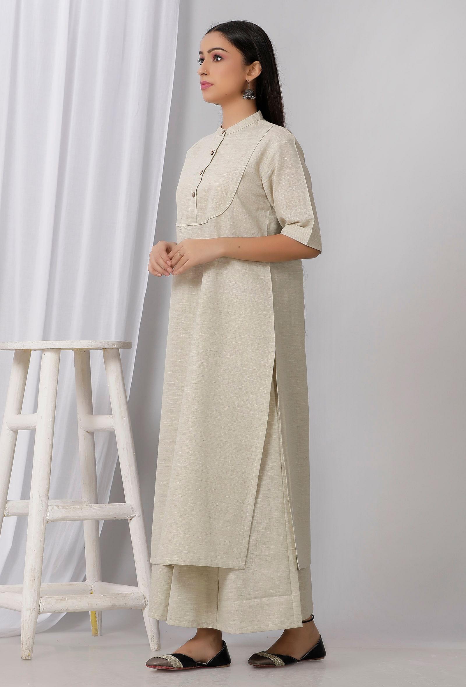 Sea Green Cotton Khadi Kurta