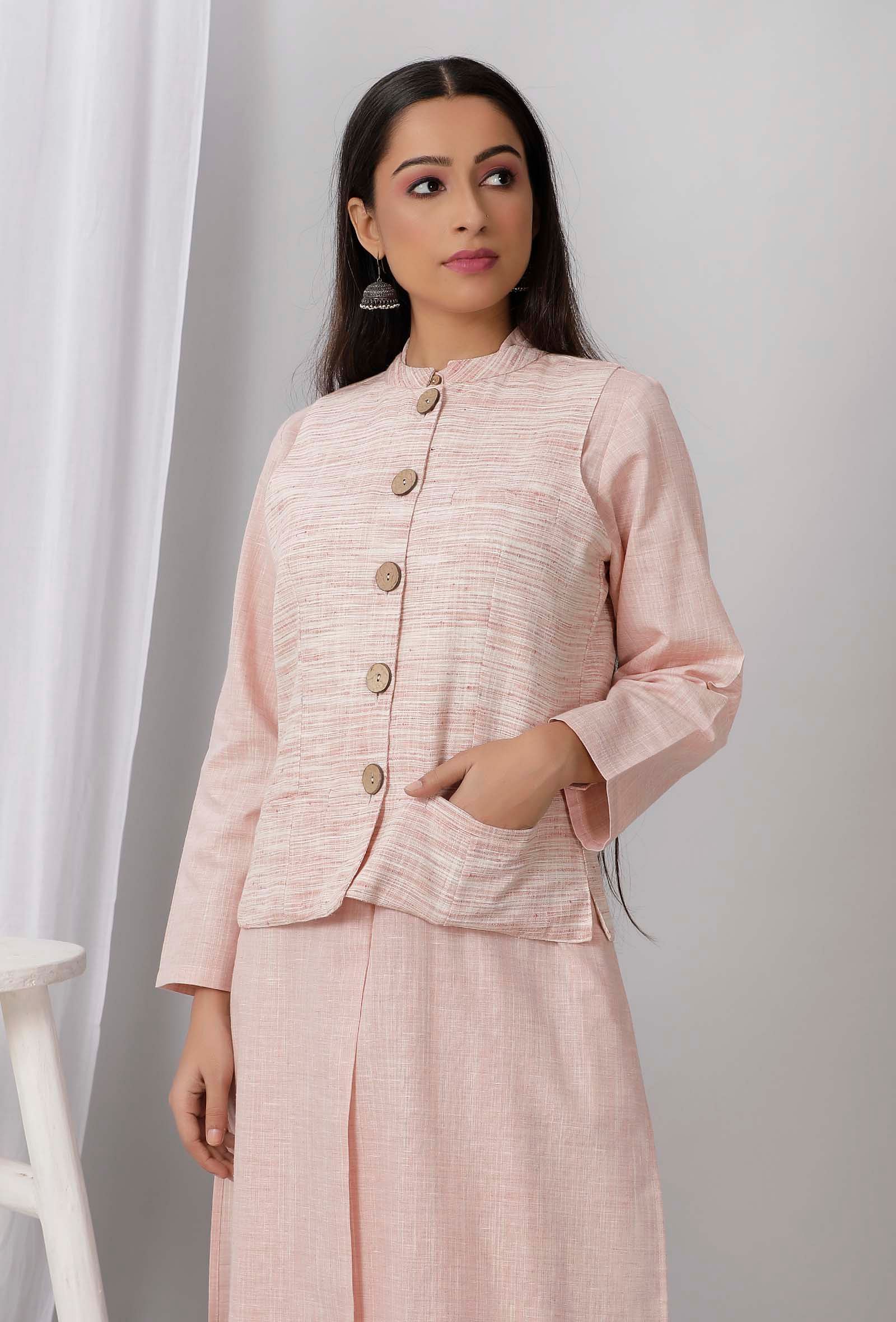 Pink Sleeveless Nehru Jacket