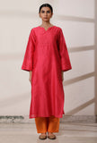 Scarlet Pink Chanderi Woven Kurta