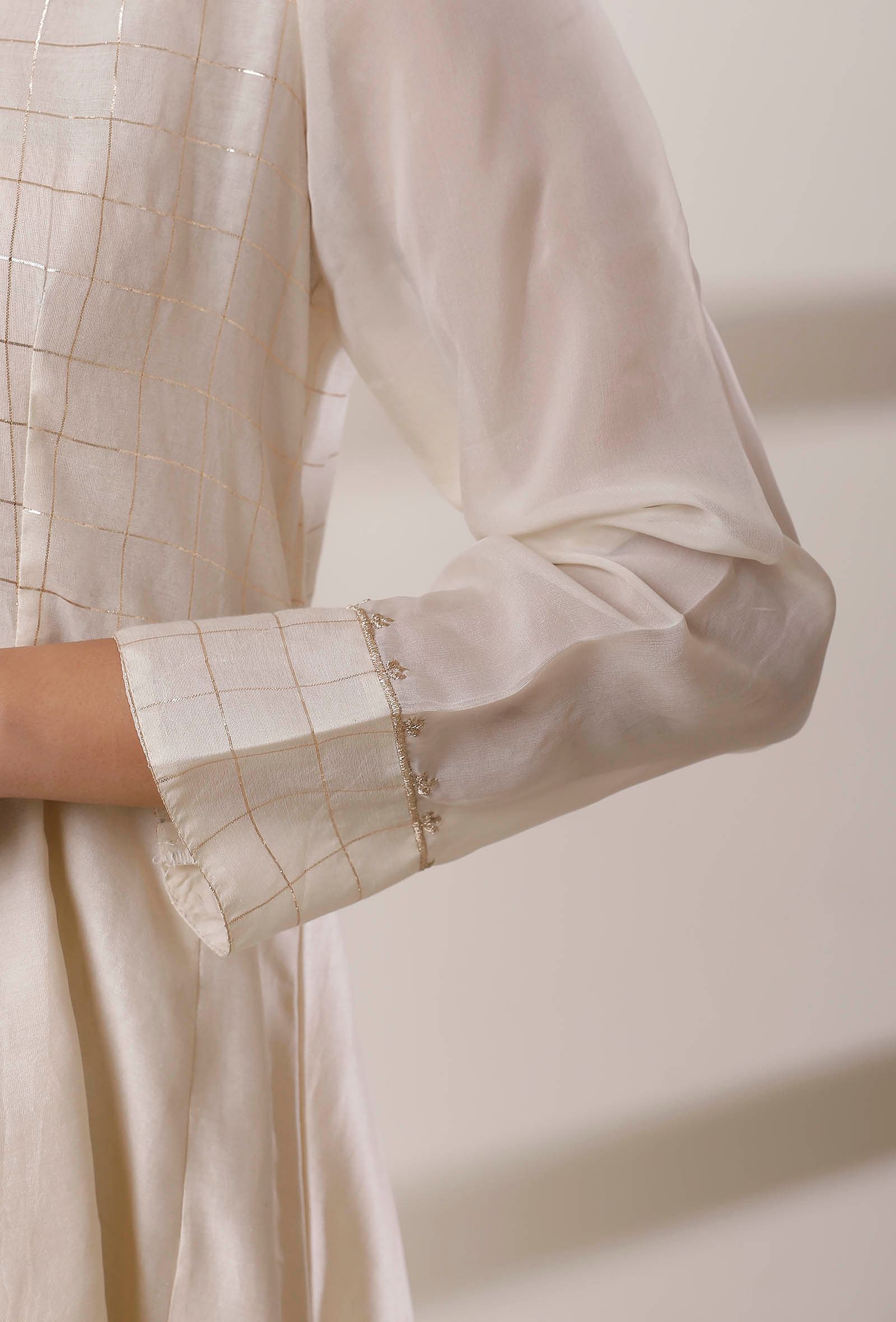 Set of 2: Off White Kalidar Kurta with Churidar