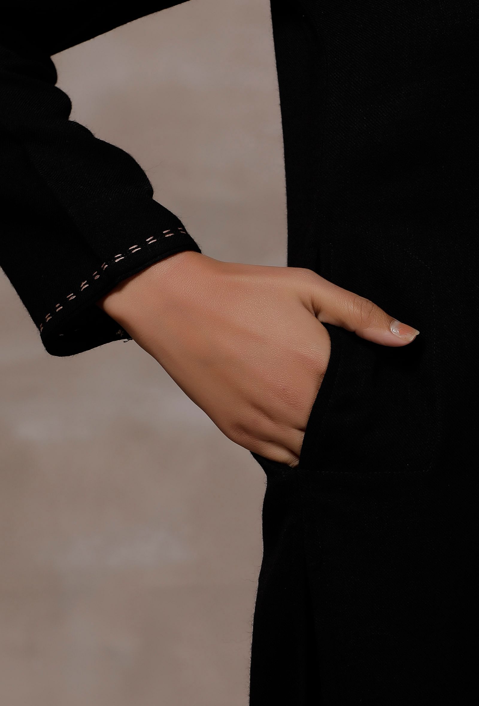 Set of 2 : Black Straight Cashmilon Kurta with Black Cashmilon Pants