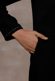 Set of 2 : Black Straight Cashmilon Kurta with Black Cashmilon Pants