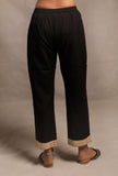 Black-Ecru Contrast Straight Narrow Fit Pants