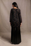Black Hand Block Printed Straight Short Kurta