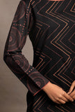Black Hand Block Printed Straight Short Kurta