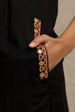 Solid Black Slip Kurta with Yoke Embroidery Details