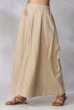 Beige High Waist Cotton Flared Pants