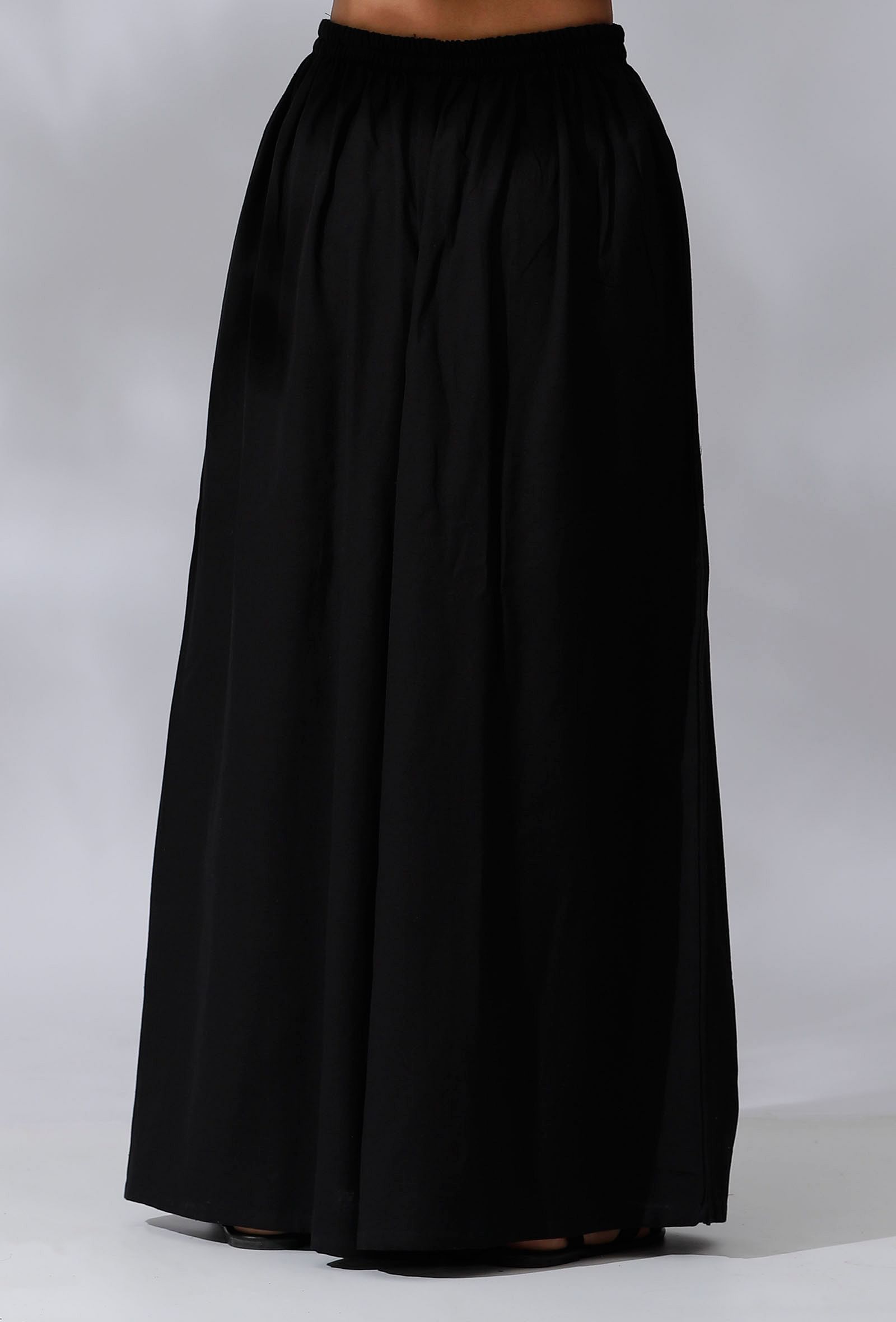 Black Flared Cotton Pants