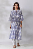 Blue Ikkat Tie-Up Kurta