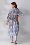 Blue Ikkat Tie-Up Kurta