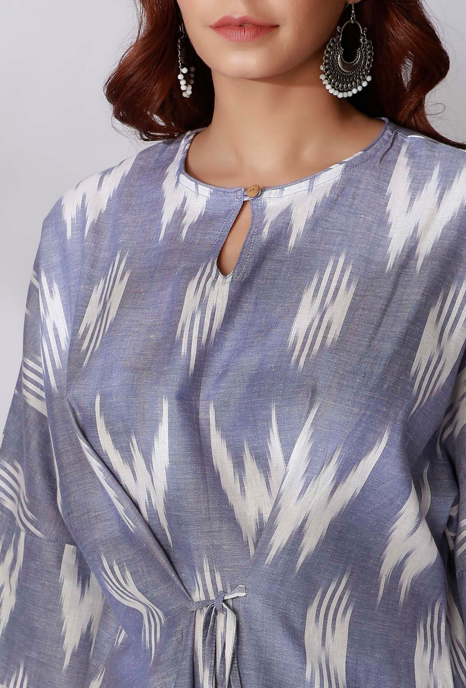 Blue Ikkat Tie-Up Kurta