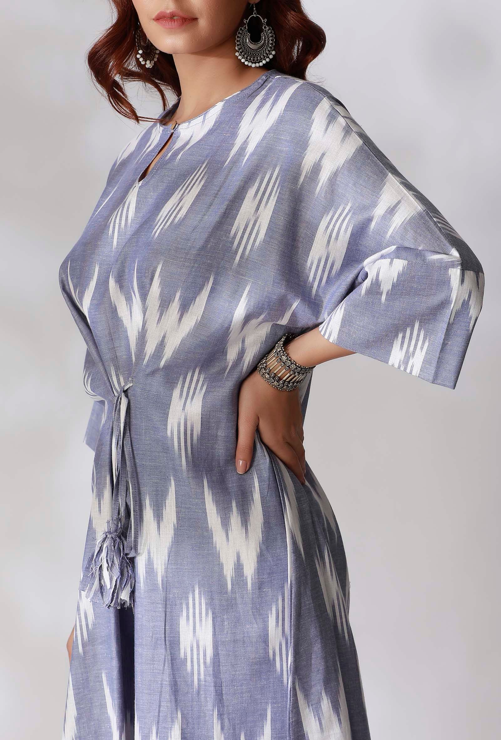 Blue Ikkat Tie-Up Kurta