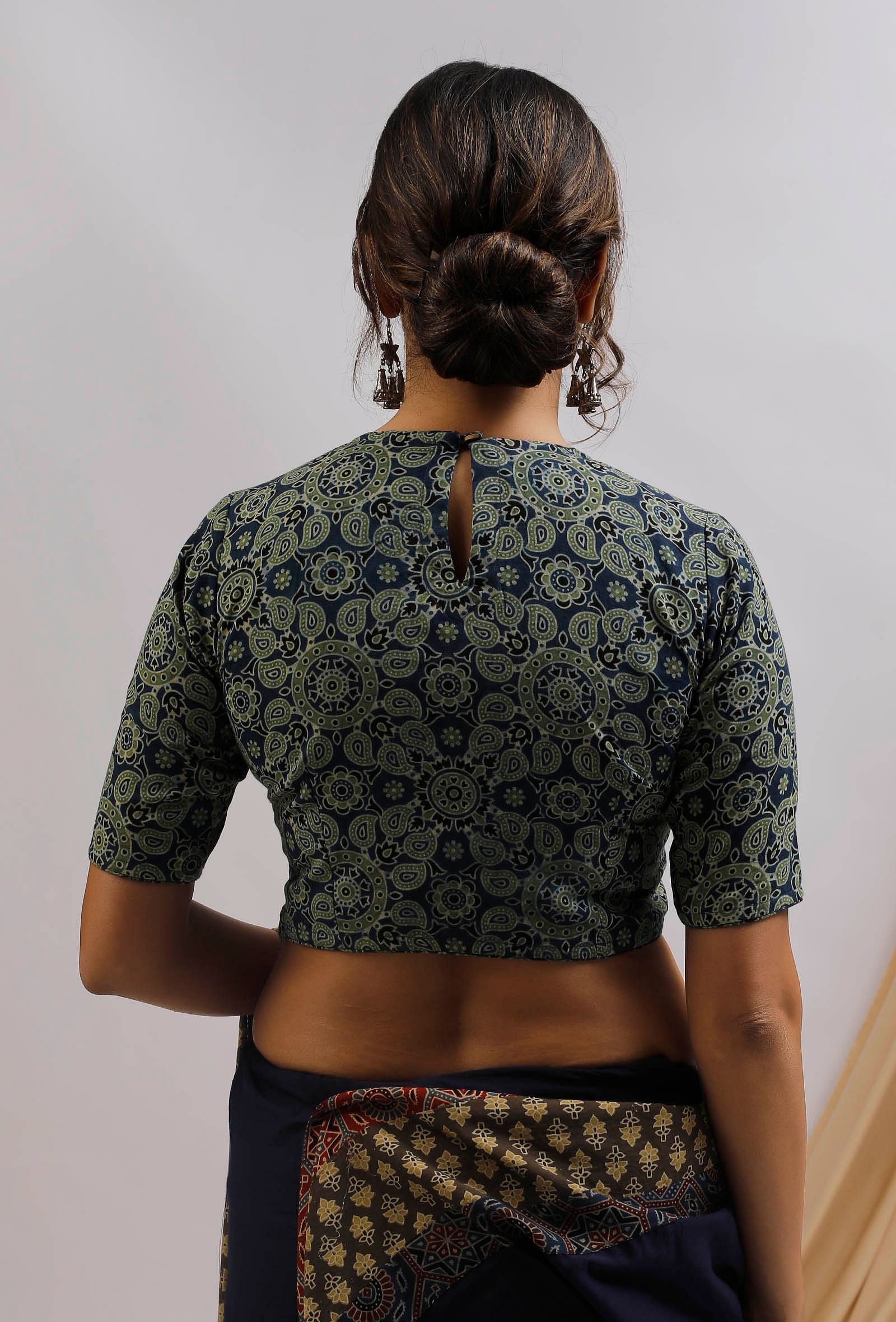 Blue Ajrak Print Cotton Blouse