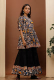 Black Kalamkari Flared Short Cotton Kurti