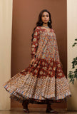 Rust Red & Beige Kalamkari Cotton Kurta