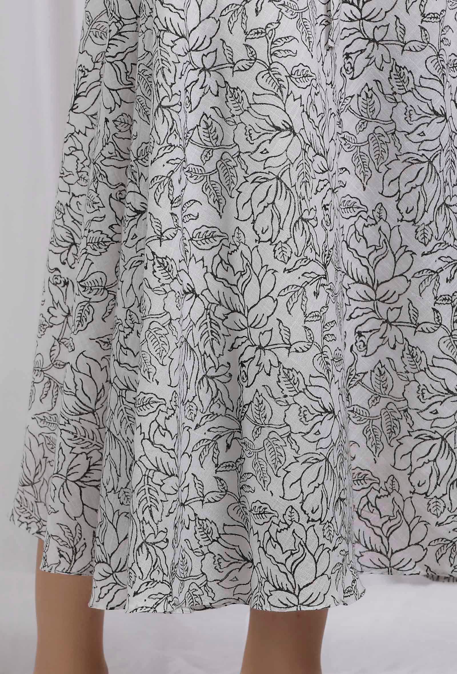 Black and White Halter Neck Cotton Dress With Belt