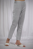 Grey Striped Straight Fit Cotton Pants