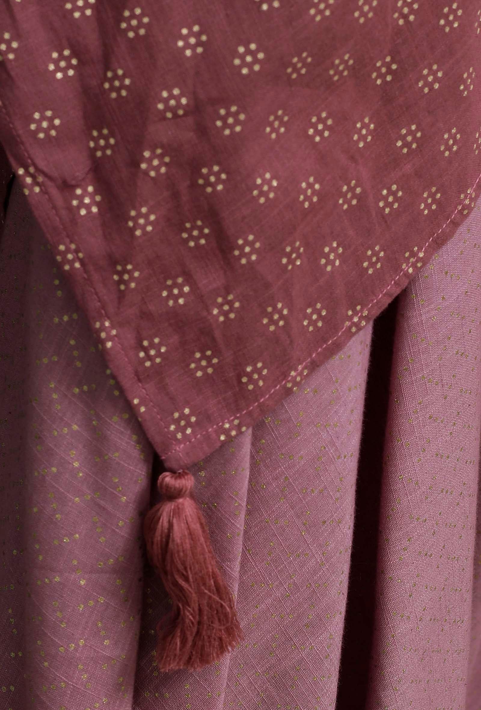 Plum Hand-Block Printed Asymmetrical Short Kurta