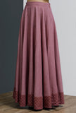 Onion-Pink Hand-Block Printed Long Skirt