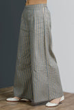 Grey Hand-Block Stripe Printed Palazzo