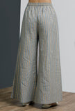Grey Hand-Block Stripe Printed Palazzo