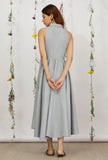 Powder Blue Khadi Cotton Shirt Halter Neck Dress