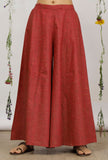 Carmine Red Khadi Cotton Flared Palazzo