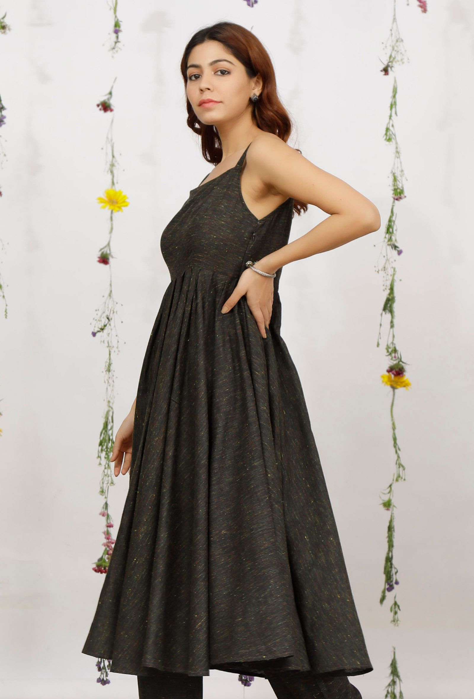 Dark Olive Sleeveless Cotton Khadi Kurta