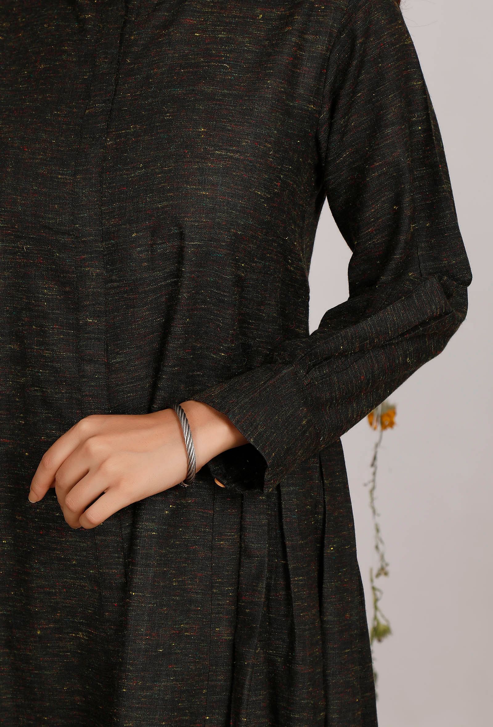 Set of 2: Dark Olive Cotton Khaadi Kurta with Dark Olive Straight Pants