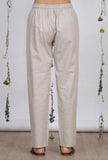 Beige Straight Cotton Khadi Pants with Pockets