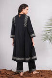 Black Kantha Embroidered Side Pleated Kurta