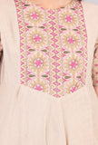 Beige Kantha Flared Kurta Dress