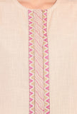 Beige Kantha Embroidered Front Slit Kurta