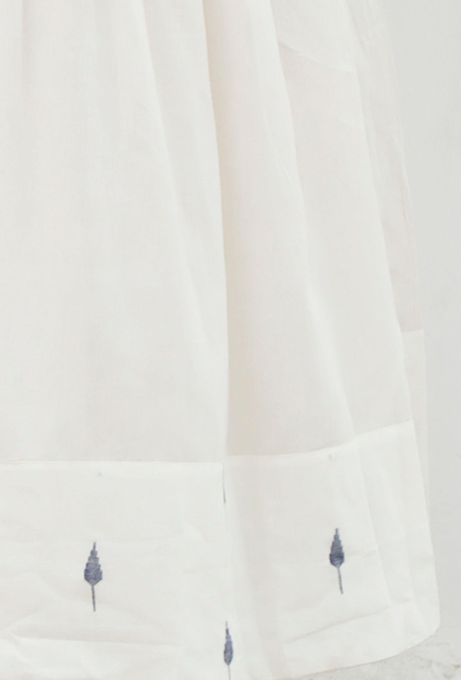 White Jamdani Mulmul Cotton angrakha flared Kurta Dress