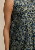 Blue Ajrakh Print Sleeveless Flared Kurta