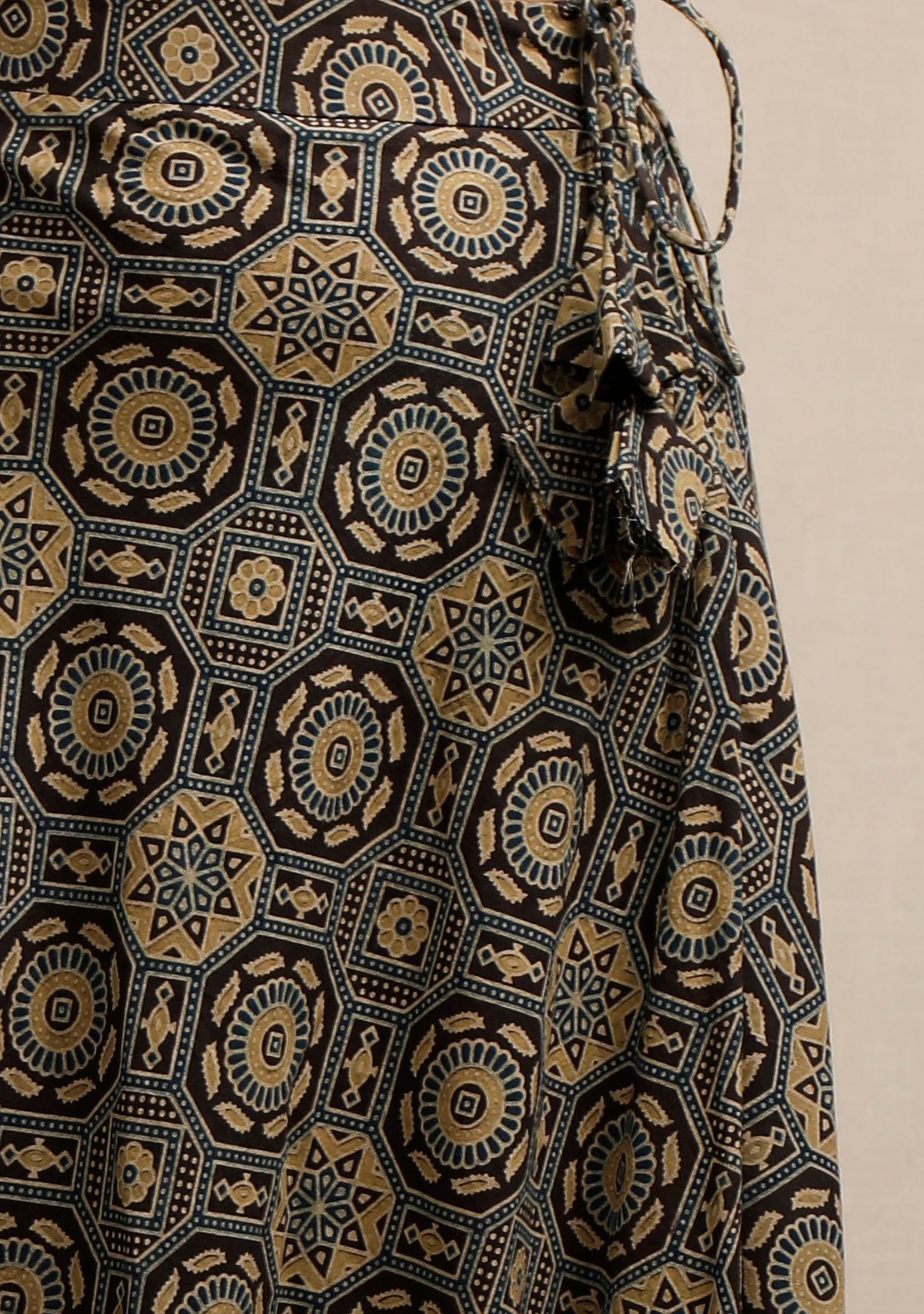 Blue Ajrakh Print Flared Skirt