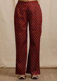 Red Ajrakh Print Straight Pants